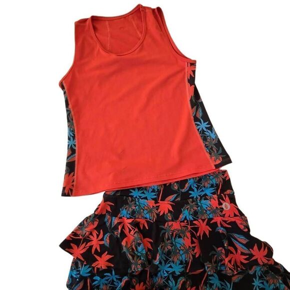 Dona Jo Womens Tropical Tennis Flirty Skort and Top Set Size Small - Picture 2 of 12